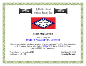 KF7BA State Flag Award AR