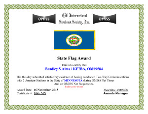 KF7BA State Flag Award MN