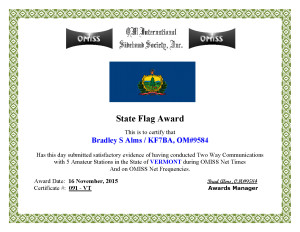 KF7BA State Flag Award VT